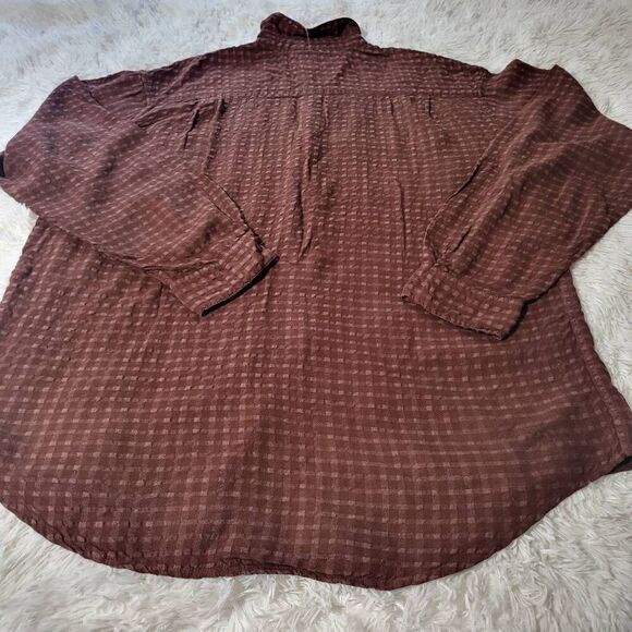 Weekendz off men long sleeve button-up brown texture shirt XXL - Picture 5 of 6